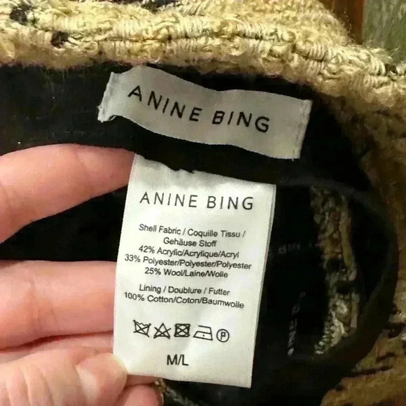 Anine Bing Wool Tan and Black Bucket Hat - Size M/L - Picture 6 of 8